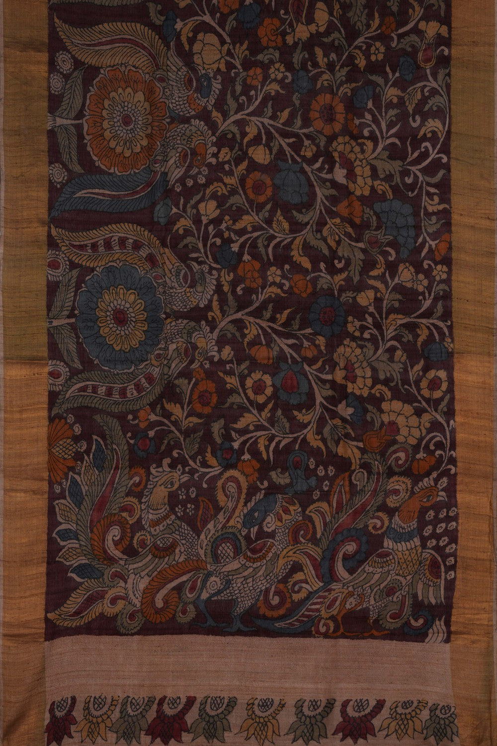 Image of Kalamkari Hand-Painted Saree